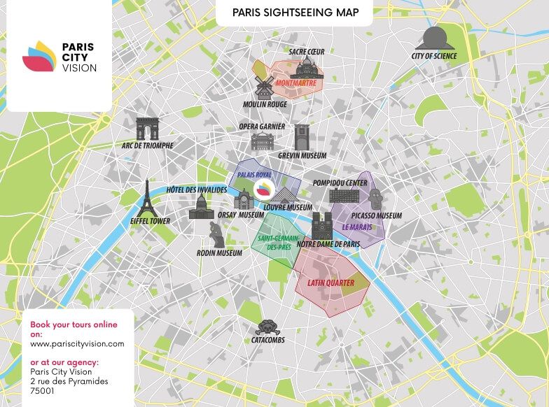 map of tourist attractions in paris
