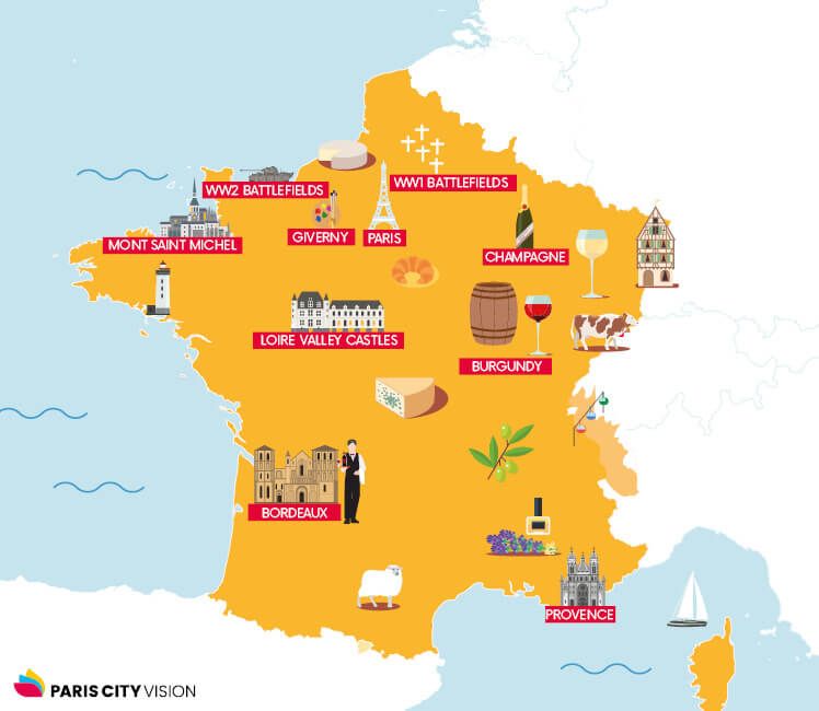 French Tourist Map The Best Places To See PARISCityVISION, 43% OFF